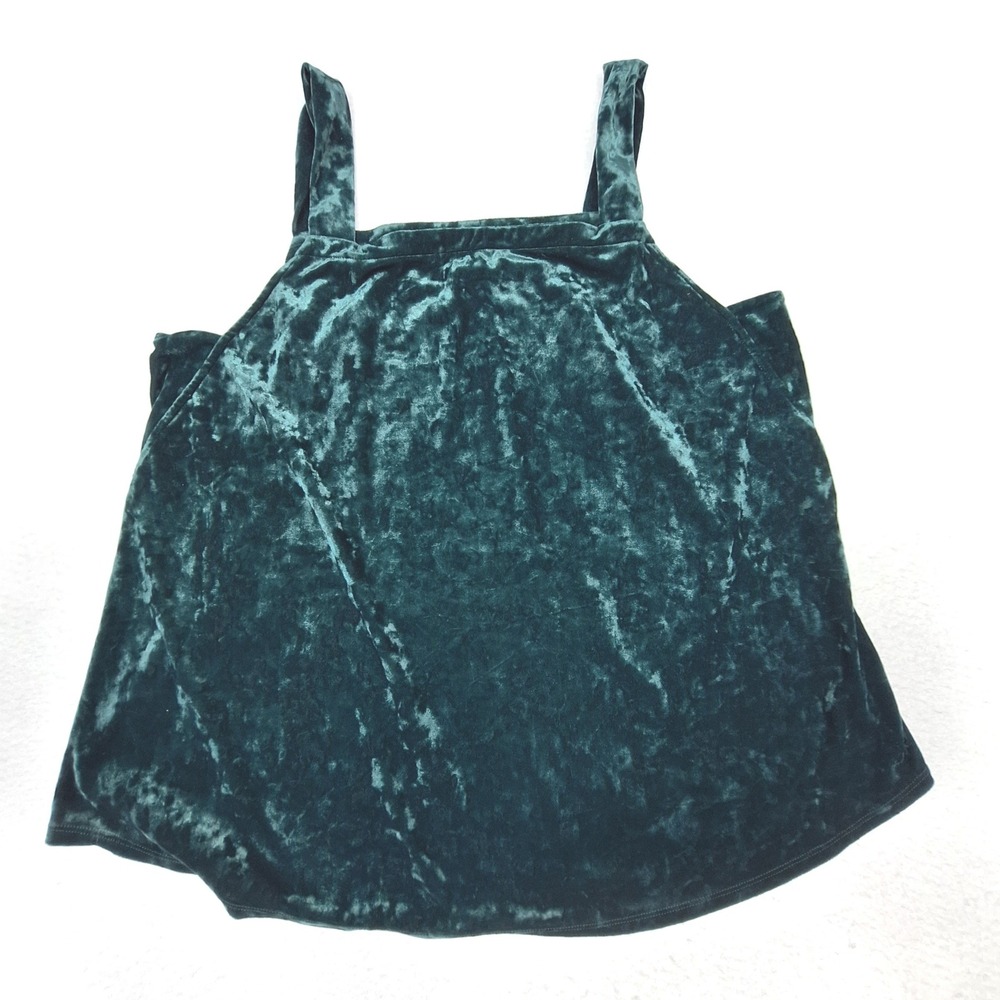 J.Jill Camisole Womens Large Green Crushed Velvet Square Neck Tank Top